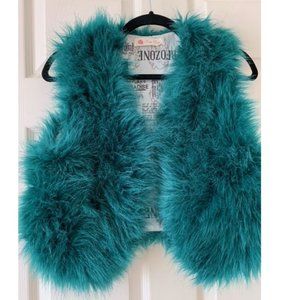 Teal faux fur vest by Ting Ting unique S